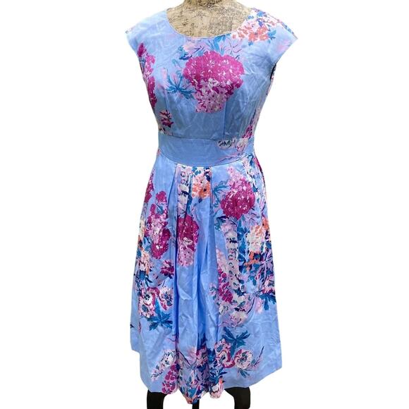 JOULES Floral Dress “Katalina” sz 2 US / XS Blue Periwinkle Cotton 200517 - Picture 6 of 13